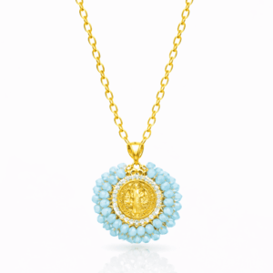 Collar San Benito Tamaño Pequeño con Cristales a.cielo